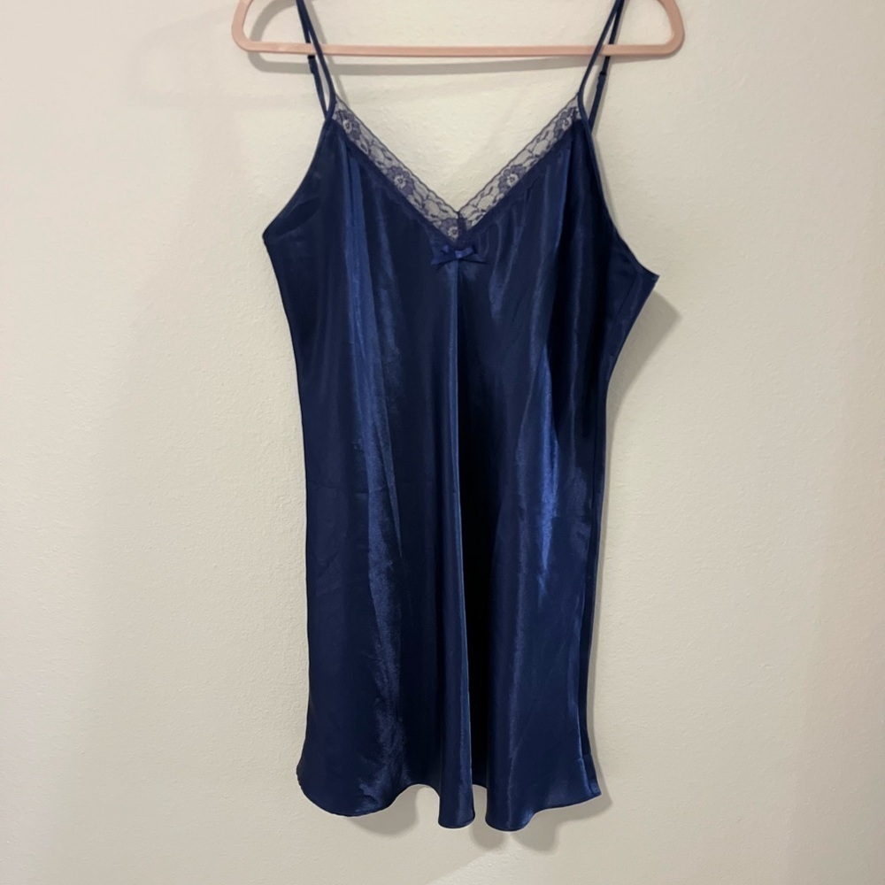 Popsi Lingerie Women’s Navy Slip Dress Intimate Chemise Sleepwear Size L - Picture 2 of 3